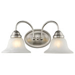 Livex Lighting - Edgemont Bath Light, Brushed Nickel - This two light bath vanity from the Edgemont collection is a fine and handsome fixture that features white alabaster glass. Edgemont is comprised of traditional iron forms in a brushed nickel finish.