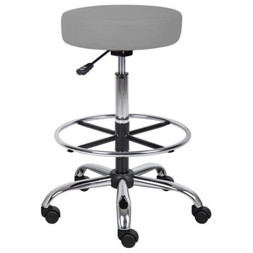 Boss Office Faux Leather Adjustable Medical Drafting Stool in Gray