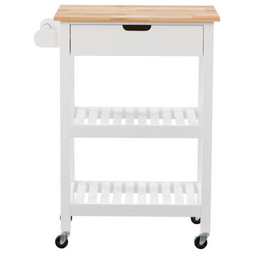 CorLiving Sage Open Storage Wood Kitchen Cart, White