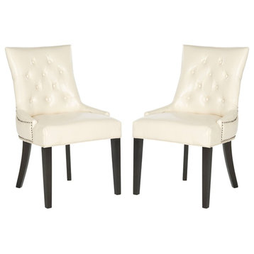 Safavieh Harlow Tufted Ring Chairs, Set of 2, Flat Cream, Leather