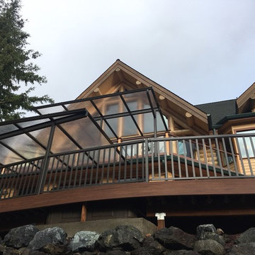 Wide angle shot looking up at the finished deck