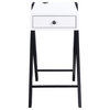 Fierce Side Table With USB Charging Dock, White and Black