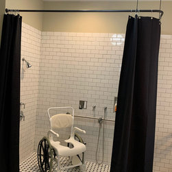Corner Shower Rod with double support - Shower Curtain Rods