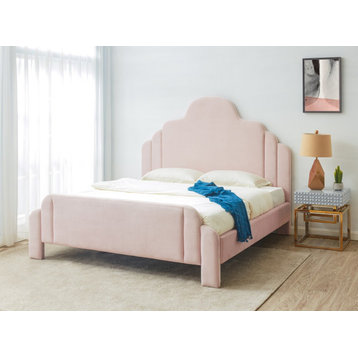 Silva Velvet King Bed Light Pink