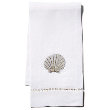 Hand Embroidered Shell Tip Towel