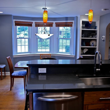 Warm Contemporary Kitchen Remodel | Natural Wood Cabinets & Modern Gray Palette