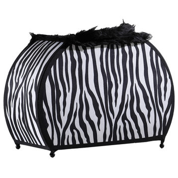 12" Black And White Funky Zebra Pattern Novelty Table Lamp