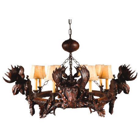 4 Moose Head Chandelier