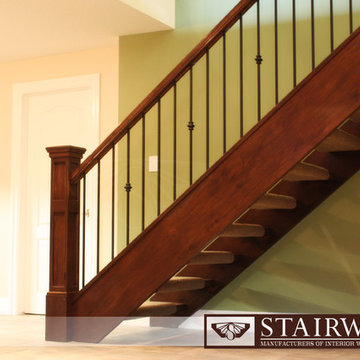 Wooden Stairs with Steel Balusters