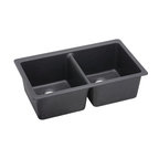 Elkay Quartz Luxe Equal Double Bowl Undermount Sink, Charcoal