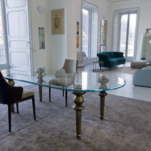 OVAL GLASS DINING TABLE W/LEGS I LIKE