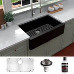 Karran USA - Karran Farmhouse/Apron-Front Quartz 34" Single Bowl Sink Kit, Black - This classic apron front design with its deep 9-1/4" apron blends function and form beautifully, and will look stunning in your kitchen. It is manufactured from an extremely durable quartz composite material that will provide years of trouble-free use. This elegant design is available in a choice of 6 rich colors to compliment any decor.