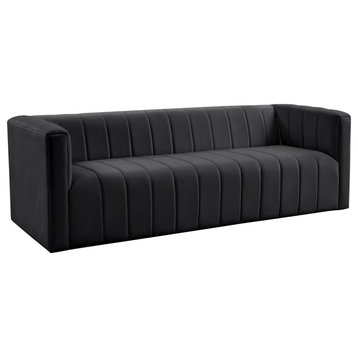 TOV Furniture Norah 28.7"H Modern Velvet Upholstered & Pine Wood Sofa in Black