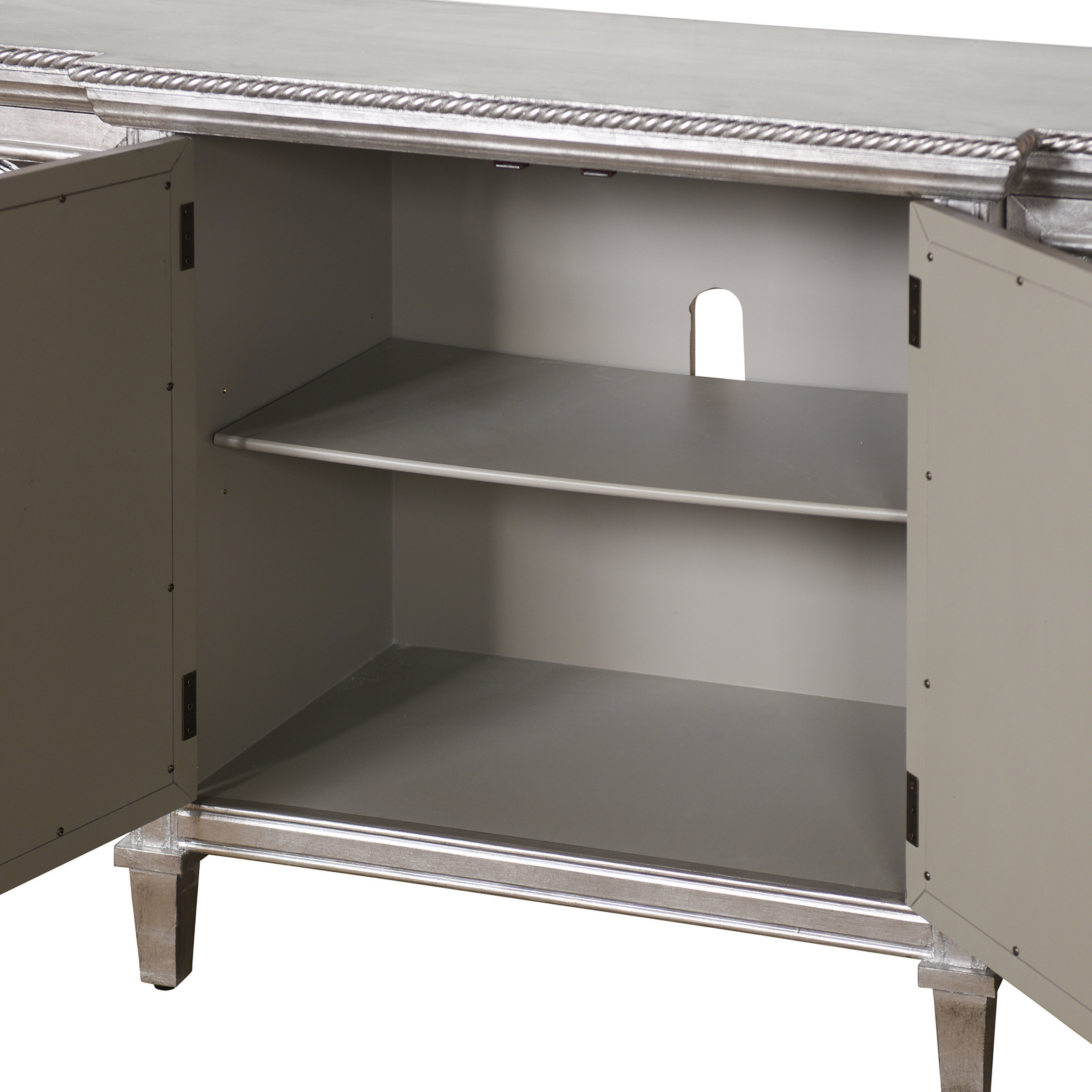Amalfi 6 Door Mirrored Front Cabinet, Silver - Traditional - Accent ...