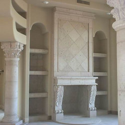 Cantera Columns w/ Corinthian Capital and Fireplace - Columns And Capitals