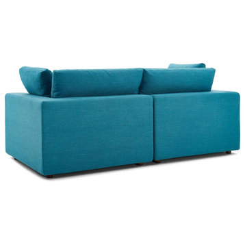 Commix Down Filled Overstuffed 2 Piece Sectional Sofa Set, Teal