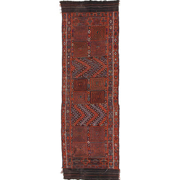Oriental Kilim Afghan Antique 8'10"x2'8"