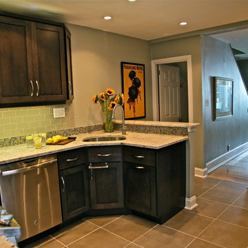 Dark Transitional Kitchen Remodel |Espresso Cabinets & Light Granite Countertops