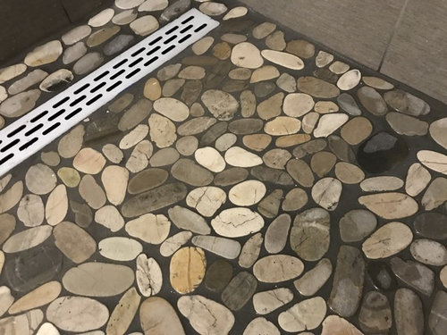 Shower Drain With Pebble Floor, How To Lay Pebble Tile Shower Floor