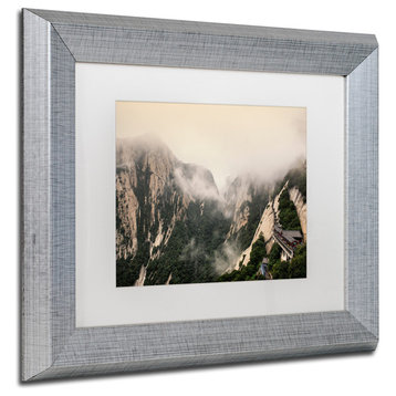 Philippe Hugonnard 'Mt Huashan I' Art, Silver Frame, White Matte, 14"x11"