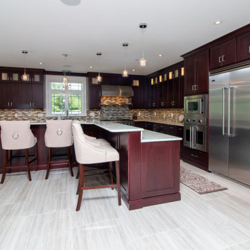 Transitional Cabico Unique Cherry Cordovan Kitchen Remodel with Butler’s Pantry