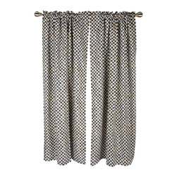 Courtly Check Linen Curtain Panel | MacKenzie-Childs - Curtains