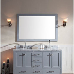 61 inch Double Sink Bathroom Vanity Set Grey Finish Carrara White Marble Top - Bathroom Vanities And Sink Consoles