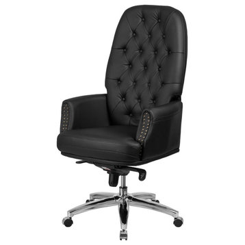 Roseto FFIF99486 28"W LeatherSoft Blend Executive Swivel Chair - Black