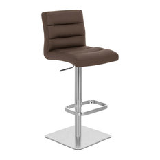 Zuri Furniture - Lush Square Base Adjustable Height Swivel Armless Barstool, Brown - Bar Stools and Counter Stools