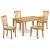 East West Furniture Capri 5-piece Traditional Wood Kitchen Table Set in Oak