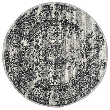 Safavieh Adirondack Collection ADR101 Rug, Silver/Black, 6' Round