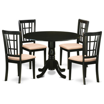 Dlni5-Blk-C 5 Pc Dining Room Set For 4-Dining Table And 4 Dining Chairs