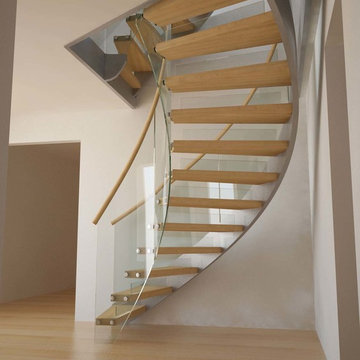 Spiral glass staircases