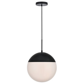 Eclipse 1-Light Pendant, Black And Frosted White