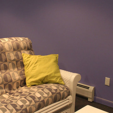 Purple Walls in Basement Family Room in Teaneck, NJ