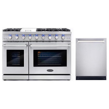 Cosmo COS-EPGR486G 48 in. Double Oven Gas Range & 24 in. Dishwasher Set - LP Kit