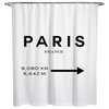 Oliver Gal "Paris to LA Road Sign" Shower Curtain