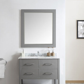 Florence Rectangular Bathroom/Vanity Framed Wall Mirror, Gray, 36"