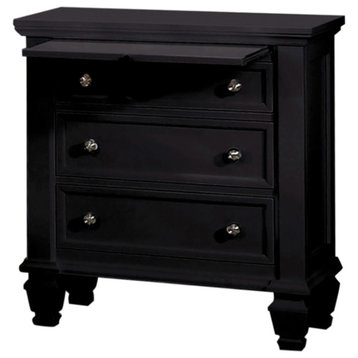 Coaster Sandy Beach Coastal 3-Drawer Wood Nightstand in Black