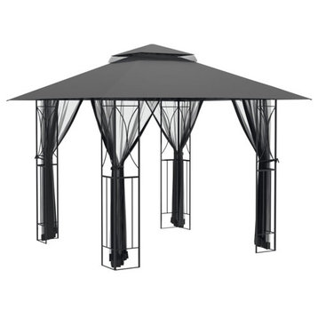 vidaXL Gazebo Canopy with Sidewalls Anthracite 118.1"x118.1"x106.3" Steel