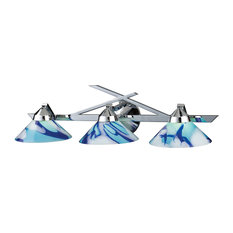 Refraction 3-Light Wall Bracket, Polished Chrome And Caribbean Glass