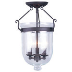 Livex Lighting - Jefferson Ceiling Mount, Bronze - Carrying the vision of rich opulence, the Jefferson has evolved through times remaining a focal point of richness and affluence. From visions of old time class to modern day elegance, the bell jar remains a favorite in several settings of the home. Using hand blown clear glass...the possibilities are endless to find a piece that matches your desired personality and vision.