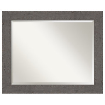 Rustic Plank Grey Beveled Wall Mirror - 33.5 x 27.5 in.
