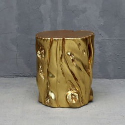 Log Center Table Gold 50cm x 50cm x 60cm - Decorative Trunks