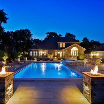 Prospect Heights Outdoor Living Project with Swimming Pool and Hot Tub