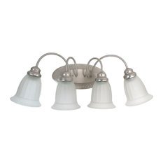 Pewter and Frosted Glass 4-Light Bath Vanity Wall