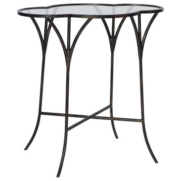 Uttermost 25368 Adhira 16"W Glass Top Iron Side Table - Aged Black