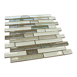Green, White and Brown Glossy Crackle Crystal Mosaic Tiles - Home Accessories & Decor