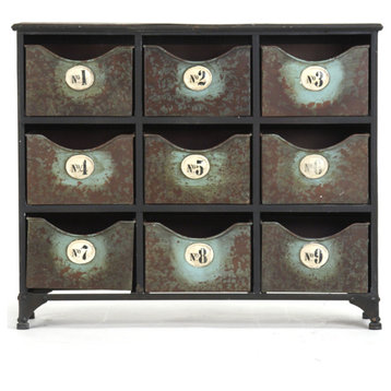 Iron Cabinet - Antique Green with Rustic Finish