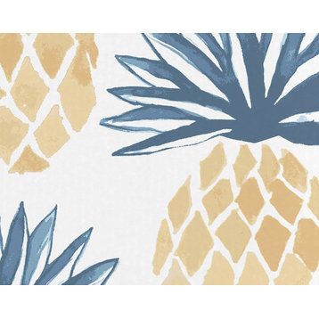 18"x30" Pineapple Stripes, Geometric Print Kitchen Towel, Blue
